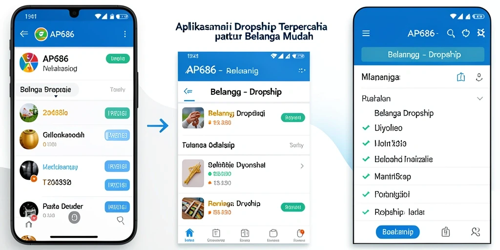 Tangkapan layar utama AP686 menunjukkan antarmuka aplikasi Dropship yang sederhana dan efektif.