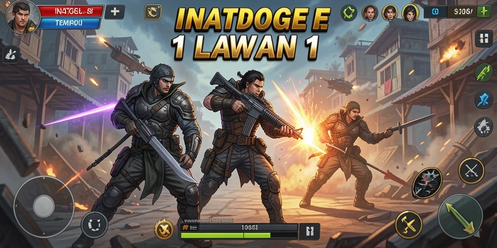 Tampilan antarmuka INATOGEL dengan pertempuran seru 1 Lawan 1.