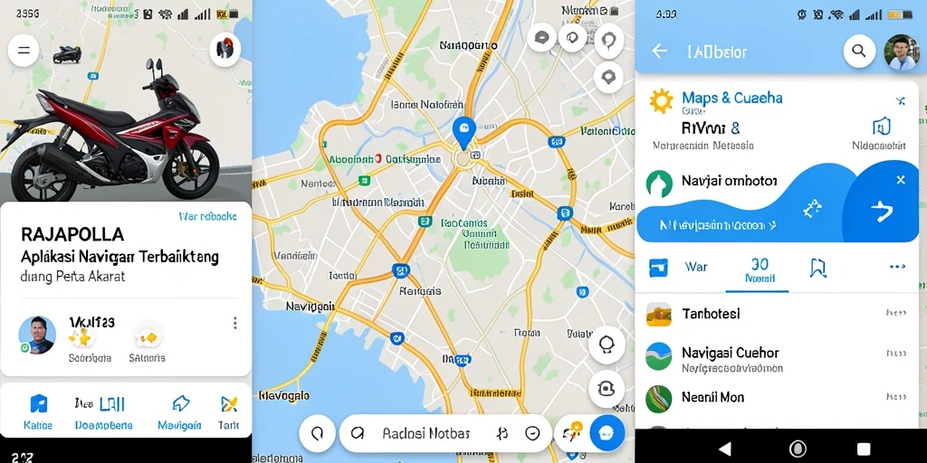 Tampilan antarmuka aplikasi RAJAPOLA untuk navigasi motor yang jelas dan informatif.